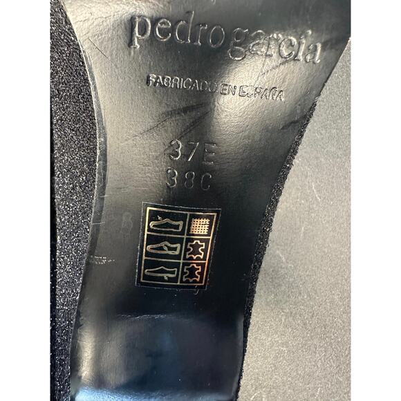 Pedro Garcia Boots Black Silver Metallic Square Toe Date Night Sock Boot Size 7 - Picture 8 of 9